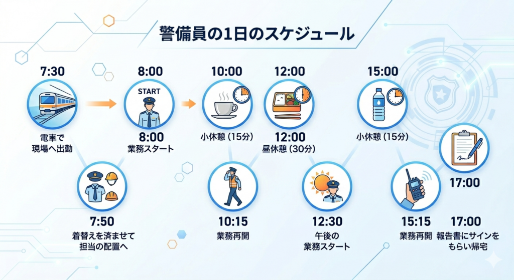 警備員の1日のスケジュールの図